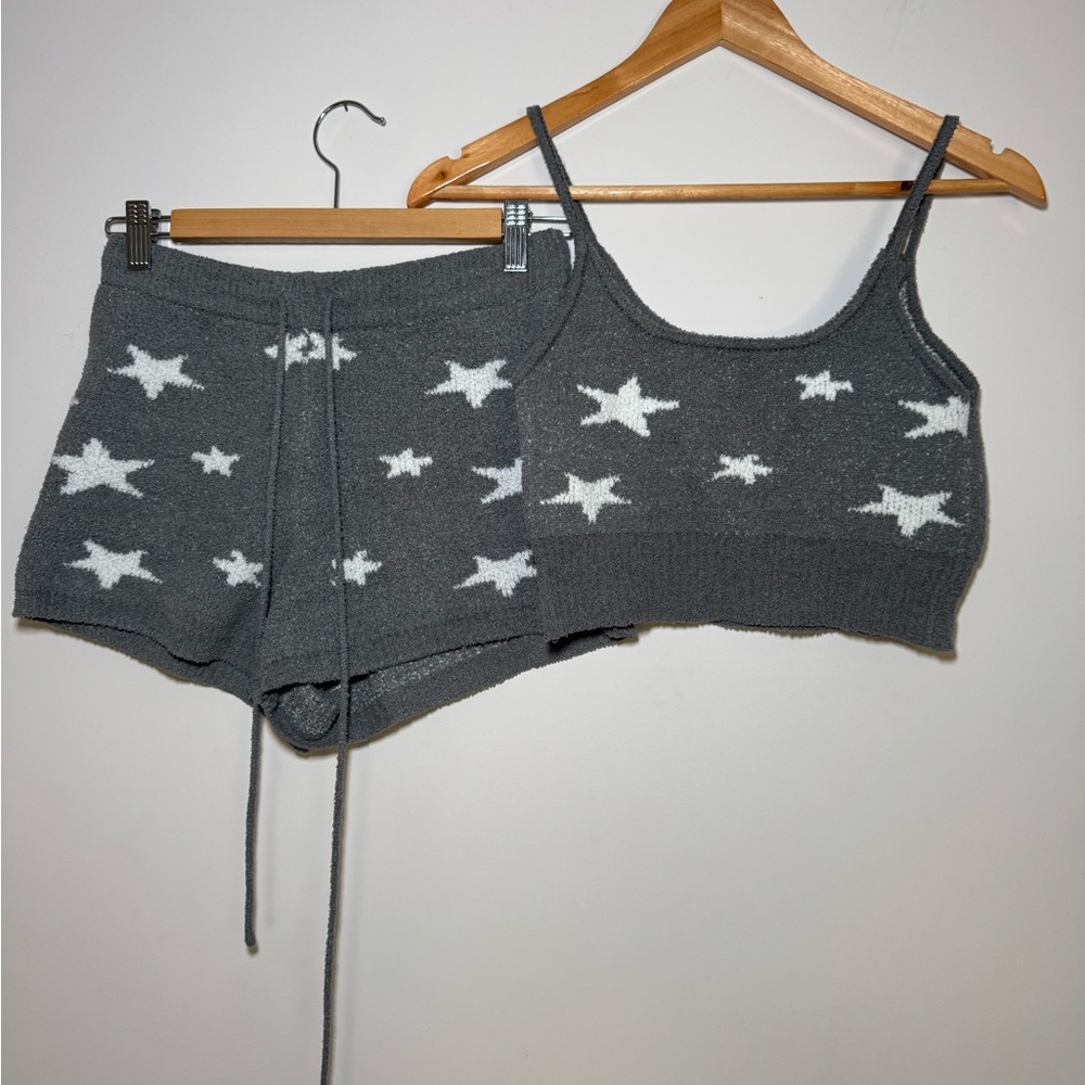 Gray Star Pattern Knit Set